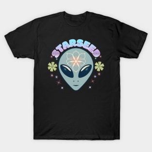 Star Being Face With "Starseed" T-Shirt